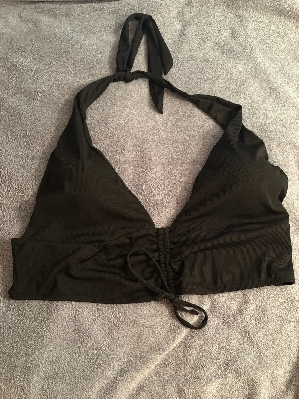 Fashion Nova Swim Bikini Top Halter Plus Size 3X Black Tie Detail Padded